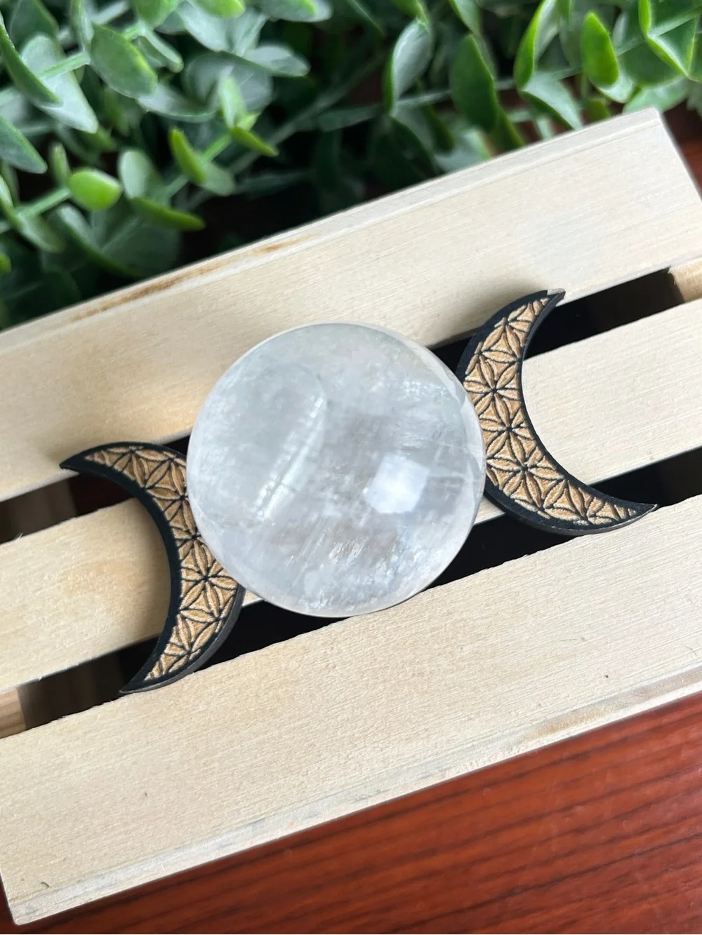 Wooden Moon Phases Sphere Stand - Picture 3 of 3